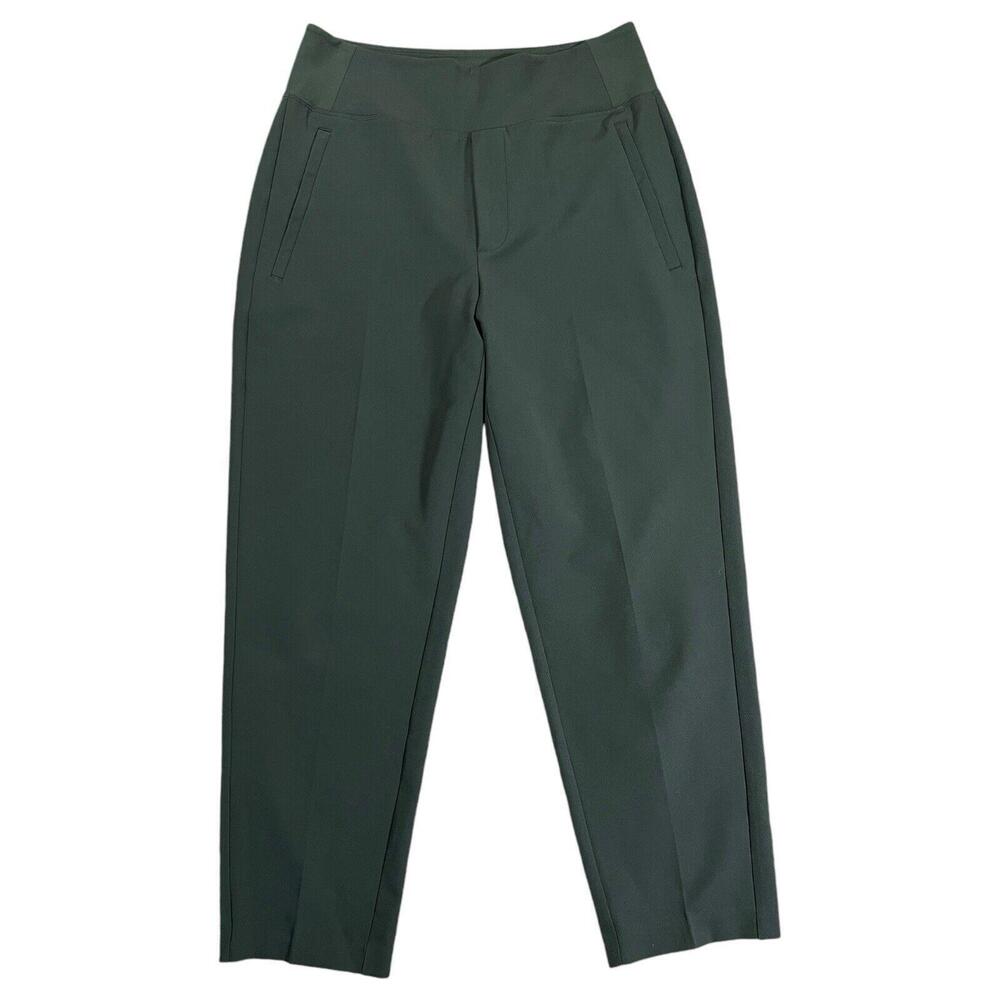 Athleta Womens Brooklyn Heights Pants High Rise Green Tapered Leg Pull On Size 4